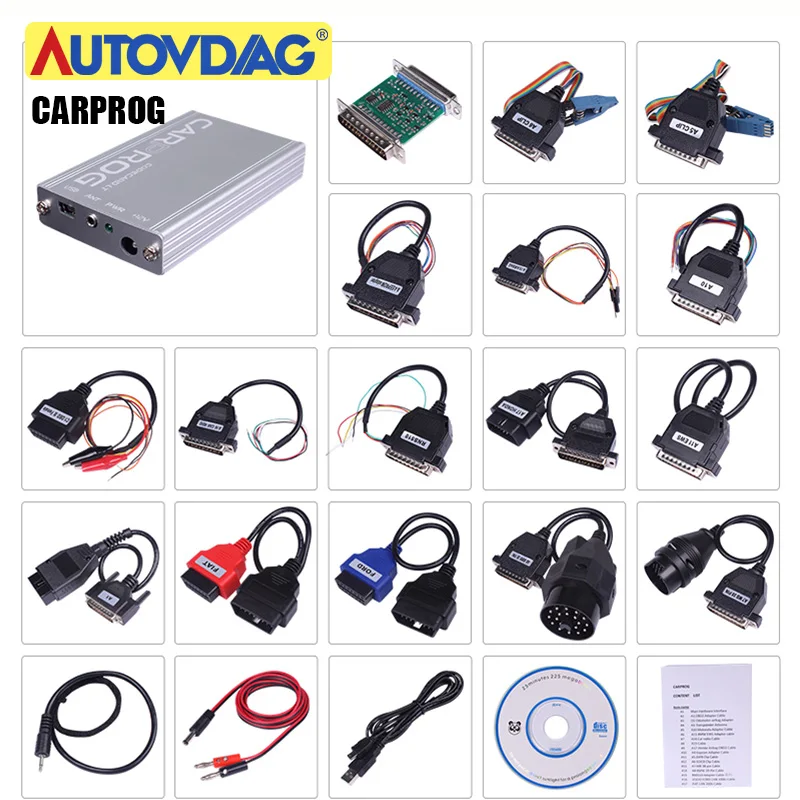 Carprog V8.21/V 10 05 полный с фотоадаптерами ремонт автомобиля Prog V10.93 инструмент радио