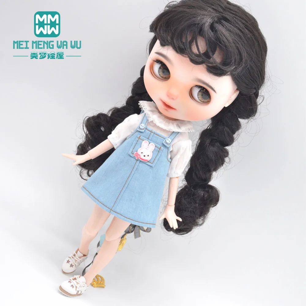 1 шт. аксессуары для одежды Blyth fashion джинсовая юбка на бретельках синяя розовая