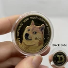Памятные монеты Dogecoin, красивые, позолоченные, с рисунком собаки, коллекция подарков сувенир в виде собаки