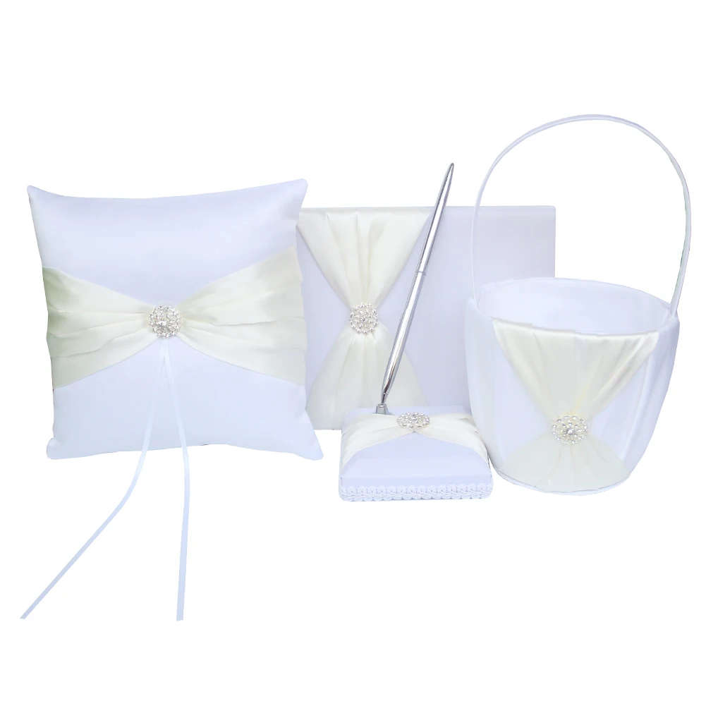 Атласная Подушка для колец Свадебная Гостевая книга церемони ручка подушка