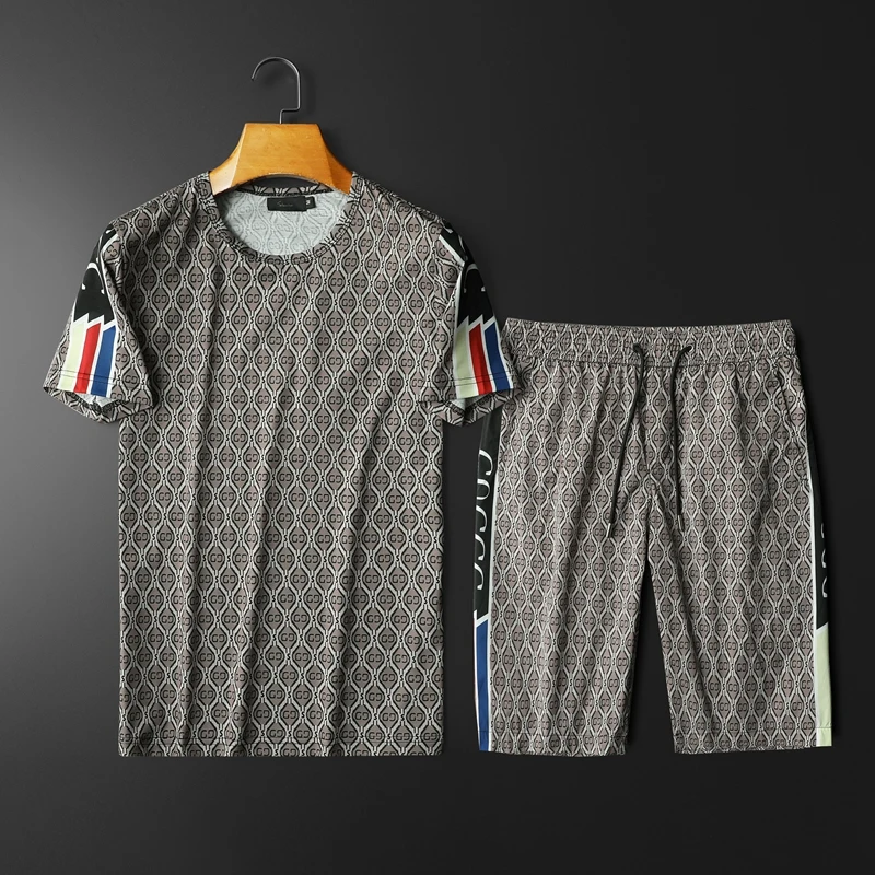 

Luxury Men T-shirt Shorts Set Summer 2 Piece Set Tracksuit Jogger Casual Social Sweatsuit Men Streetwear Club Men Clothes M-5XL