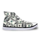 Модная женская Вулканизированная обувь HaoYun, женские холщовые туфли с высоким берцем и 3D рисунком монет и денег, Обувь На Шнуровке Для Девочек, женская обувь