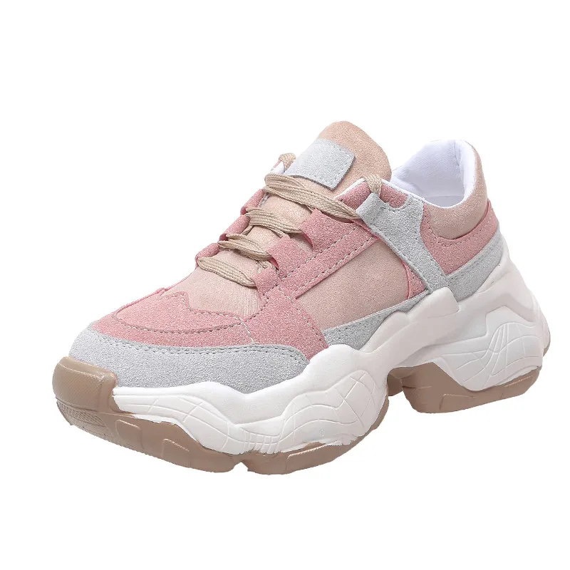 

2020 Spring Autumn Casual Shoes Woman Lace Up Round Toe Vulcanize Shoes Platform Sneakers Student 5cm Bottom Comfortable Flats