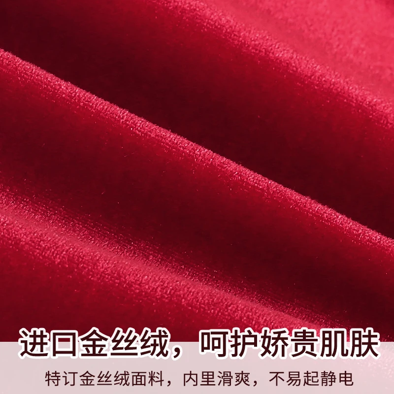 Robe for Men Velvet Winter Bathrobe Quality Soft Mens Kimono Red Chinese Wedding Warm Home Gown Bath New | Мужская одежда