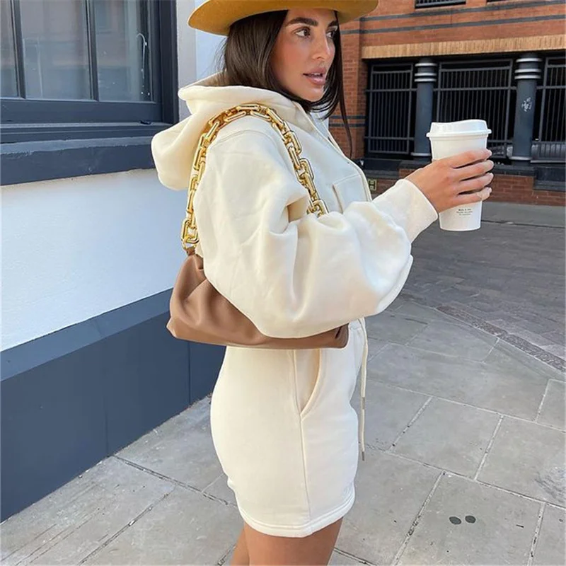 Spring Casual Women Sweatshirt & Shorts 2021 Solid Loose Hoodie Drawstring Fashion 2 Piece Sets Outfits Tracksuit |