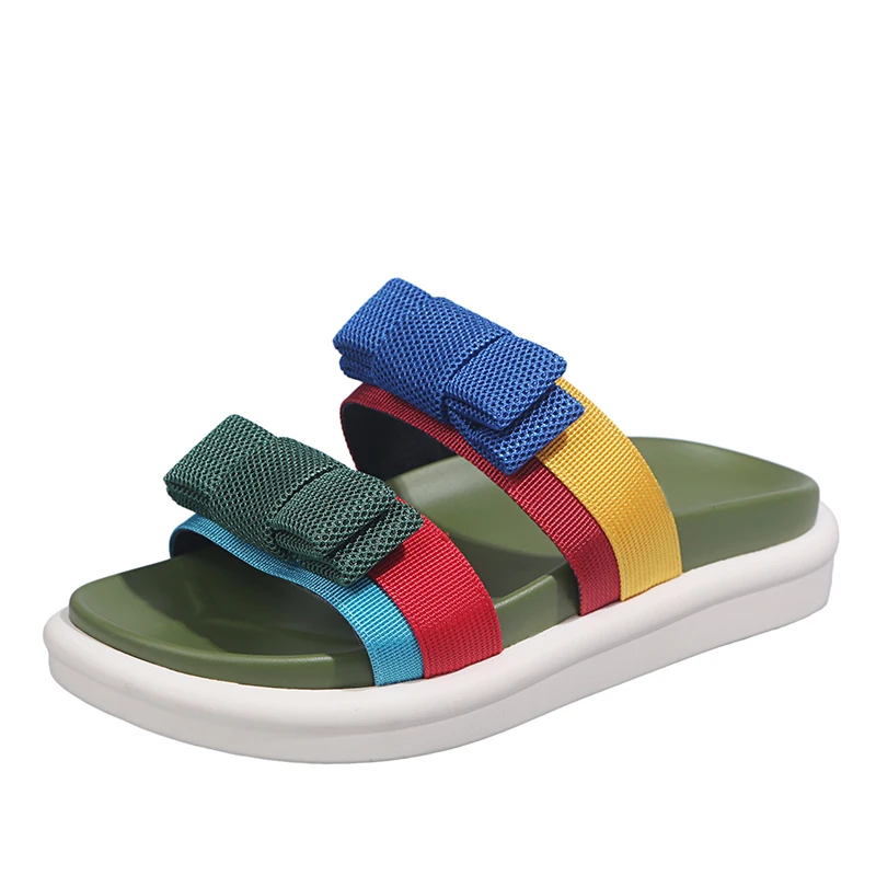 Летние женские тапочки Разные цвета Бант-бабочка Женская обувь на платформе без