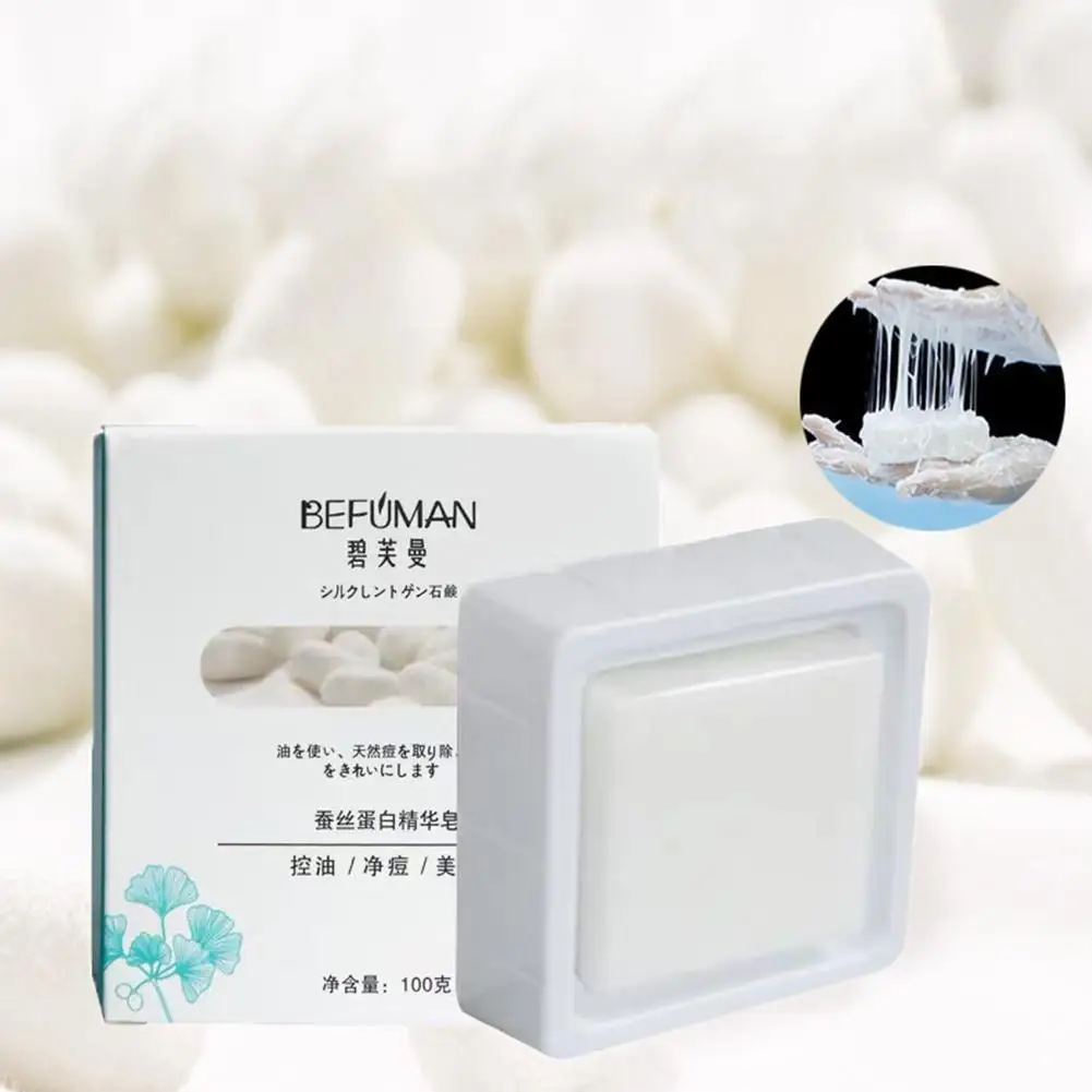 

100g Silk Essence Soap Silk Protein Soap Control Handmade Bathing Cleansing Milk Oil Soap Goat N2w5