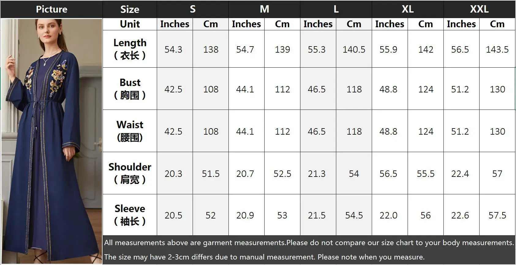 

Donsignet Muslim Dress Women Navy Blue Flower Sewing Drill Cardigan Robe Muslim Coat Middle East Abaya Turkey Muslim Fashion