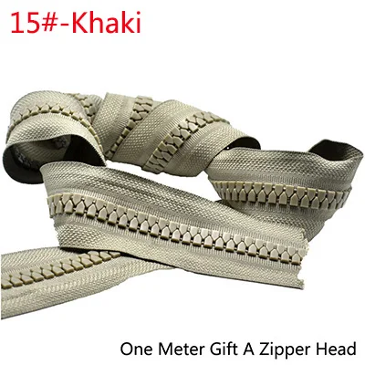 Khaki-No15 Meetee 1/2 метра 15#/20# большая полимерная кодовая молния для пуховика палатки наружные Швейные аксессуары DIY Одежда на молнии ремесло ZA029 - Цвет: Khaki-No15