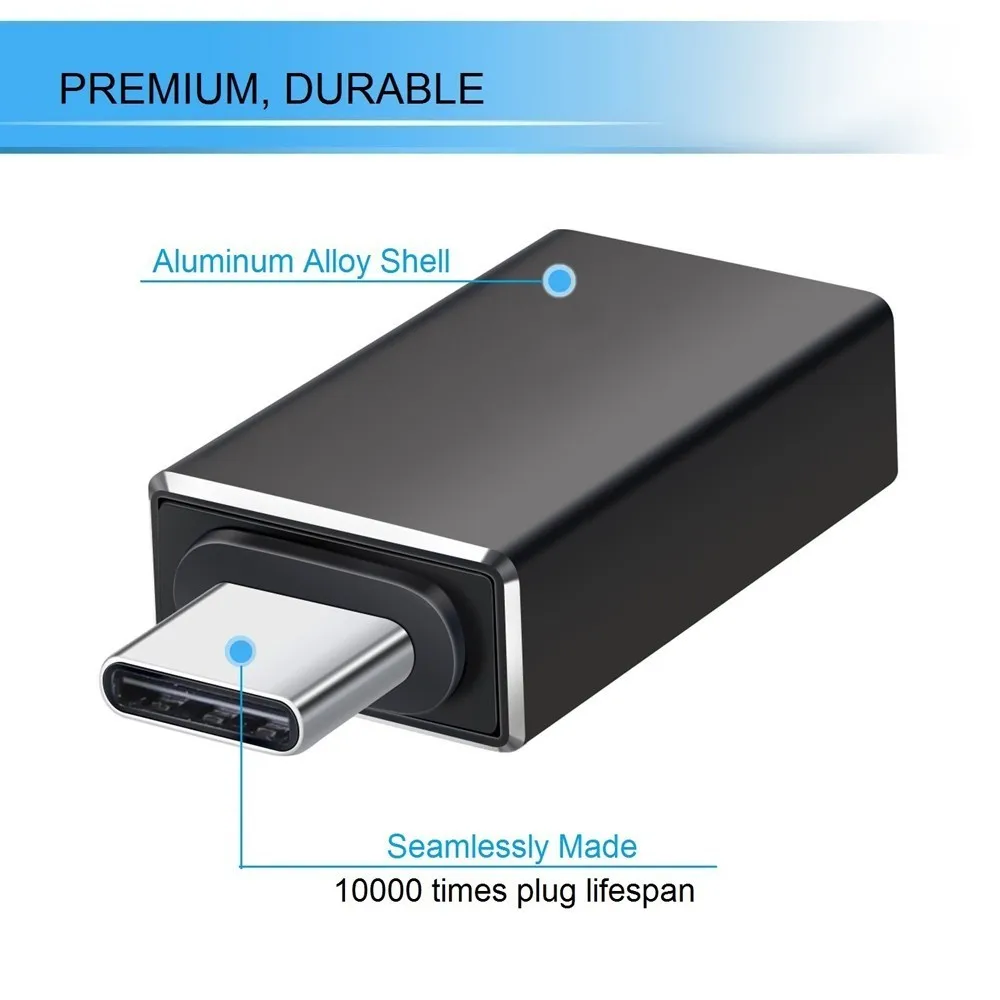 Переходник Thunderbolt 3 Type C на USB 0 OTG алюминиевый конвертер для MacBook Pro 2017 Samsung Note 8 S8 Google