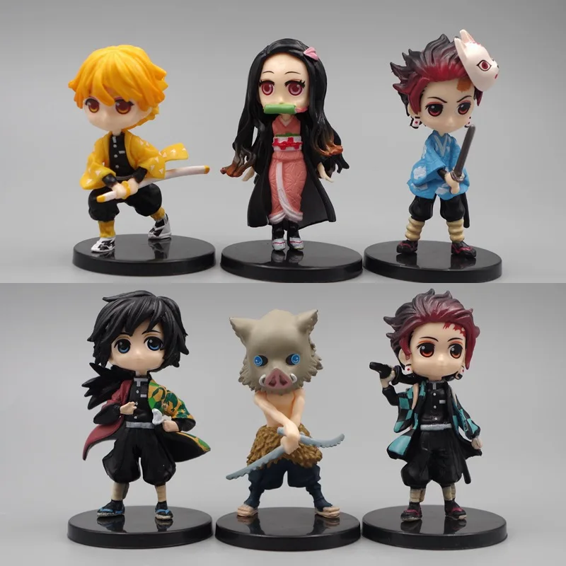 

6pcs Japan Anime Demon Slayer Kimetsu no Yaiba figure Kamado Tanjirou Nezuko PVC Action Figure Warrior Model Figuals Toys Gifts