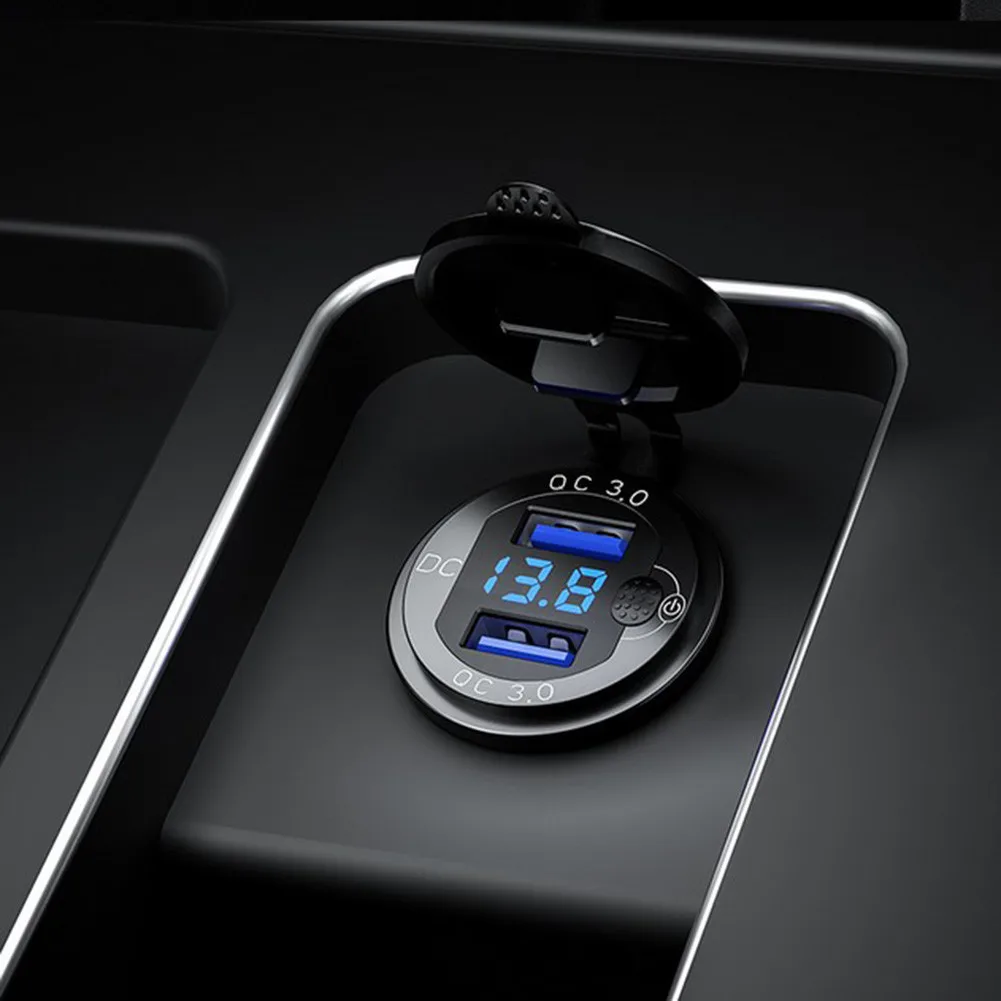 

Black Car Charger Dual USB For Car Boat Motorcycle Golf Cart High-quality