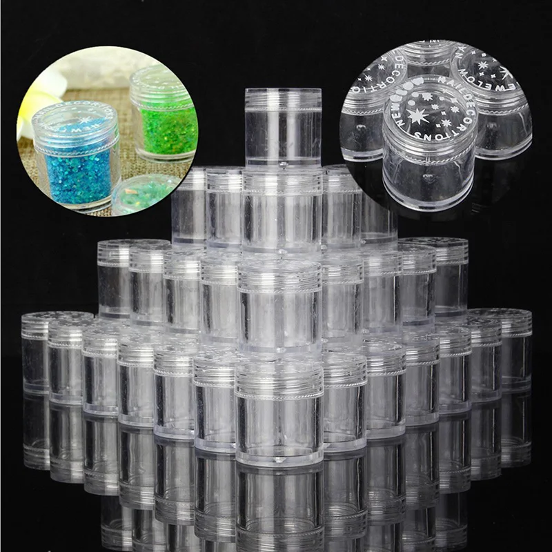 

1pc 2g-20g Empty Plastic Cosmetic Makeup Jar Pots Transparent Sample Bottles Eyeshadow Cream Lip Balm Container Storage Box