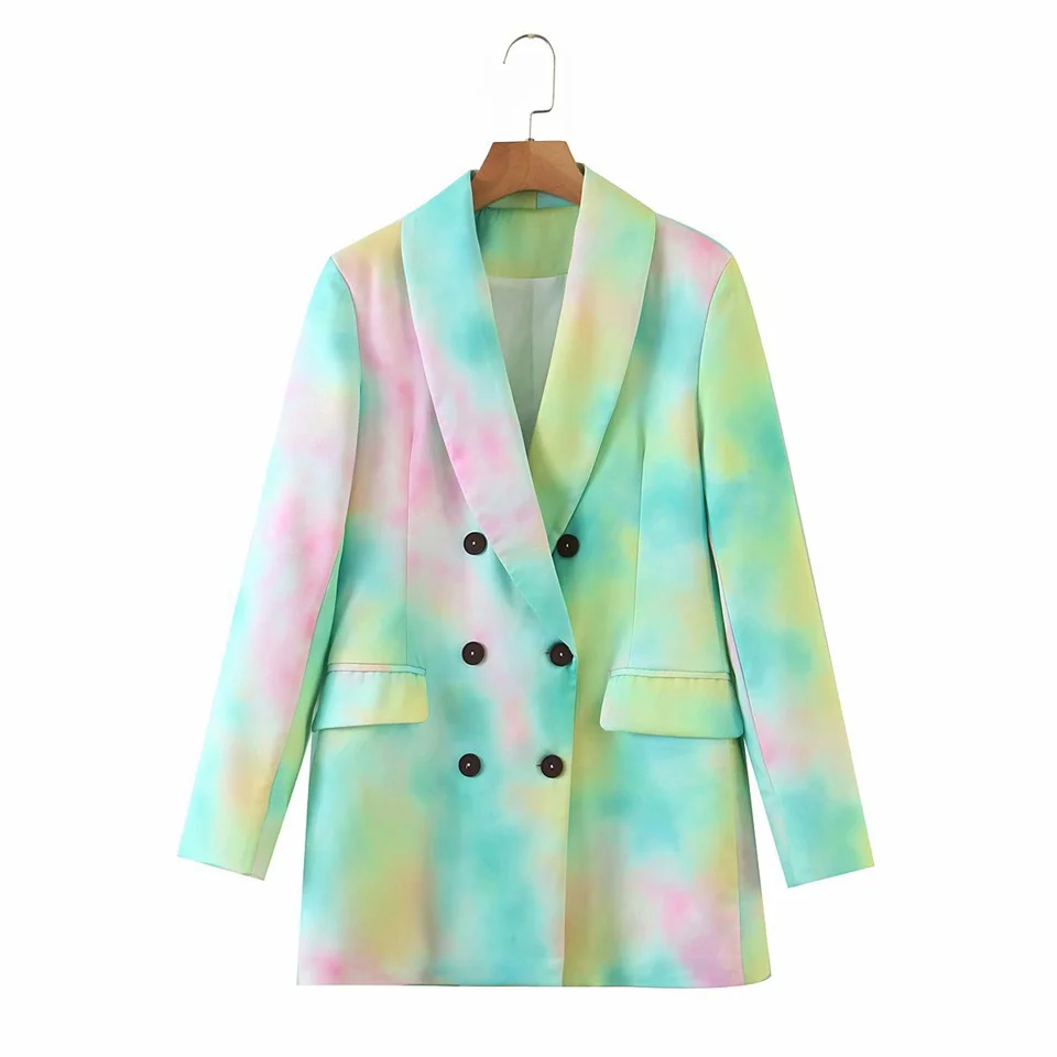 Двубортный Блейзер Tie Dye Женский блейзер куртка пальто новые женские куртки