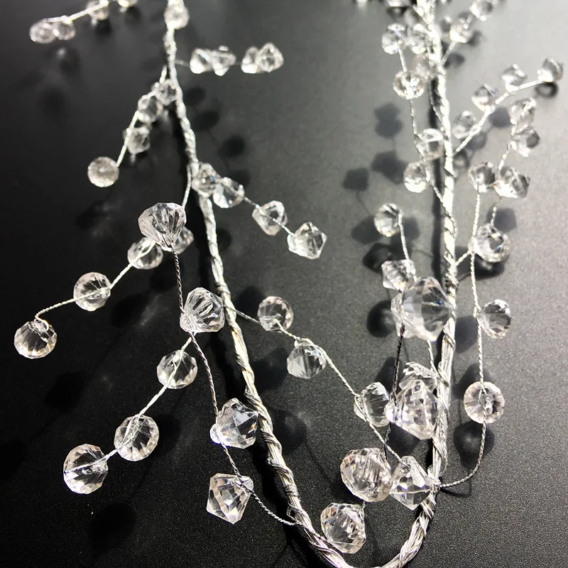40" Clear Diamond Beaded Garlands Wire String Acrylic Crystal Garland Wedding Party Decoration Wreath DIY Wedding Centerpiece De