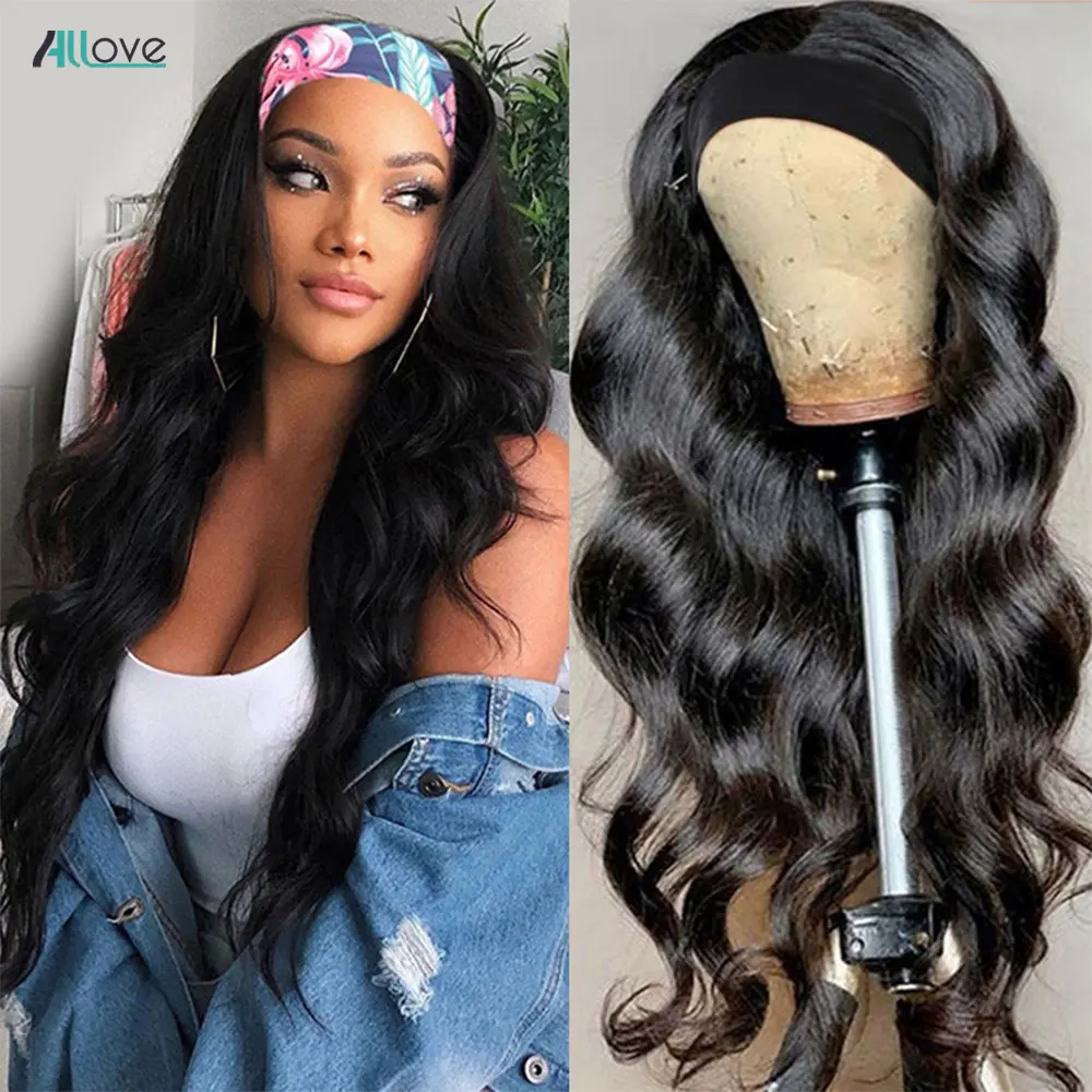 

Allove 99J Body Wave Headband Wig Human Hair Glueless Burgundy Body Wave Wig Colored Headband Human Hair Wigs For Black Women