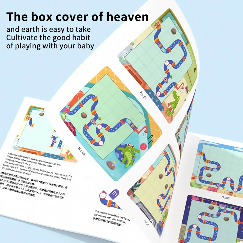 

Montessori Maze Game Board Wood Thinking Training Challenge Toy Early Educational Help Little Crocodile Bathing Maze Game Puzzle