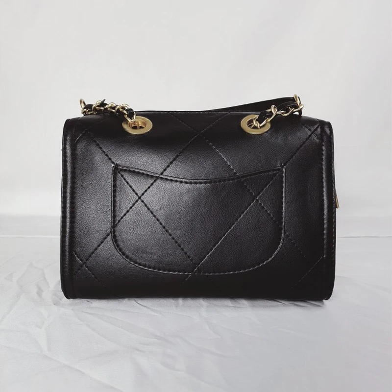 

New Retro rhombus pattern leather chain double handles leather large-capacity handbags ladies fashion diagonal shoulder bags