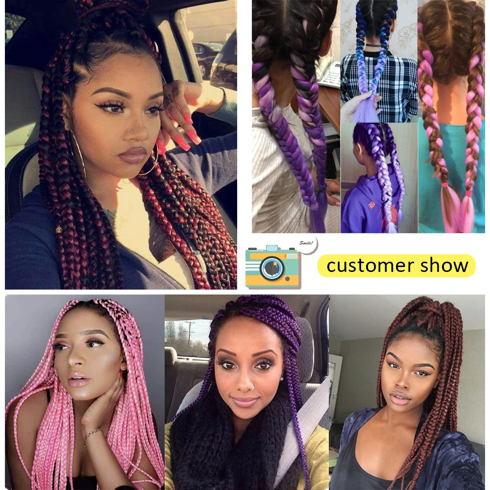 WEILAI Синтетические длинные косички Омбре плетеные волосы для наращивания 26 дюйм