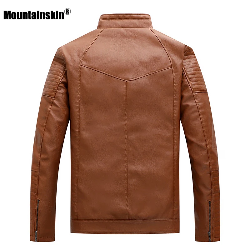 Мужская кожаная куртка Mountainskin повседневная мотоциклетная из искусственной кожи