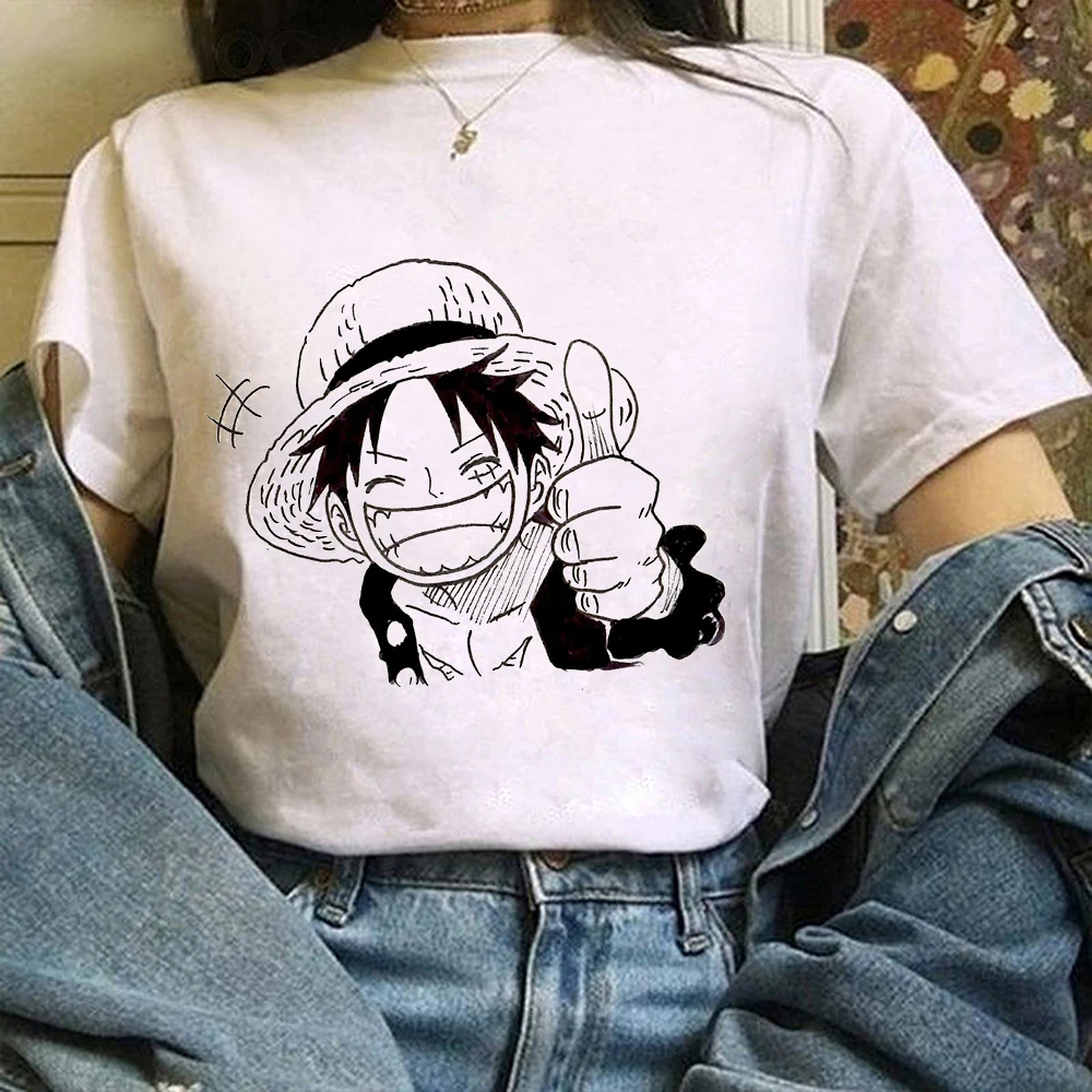 

One Piece Luffy T Shirts Anime Print Women Kawaii Cartoons Teens Short Sleeve T-shirt Casual Clothes Aesthetic Tee Shirt Femme