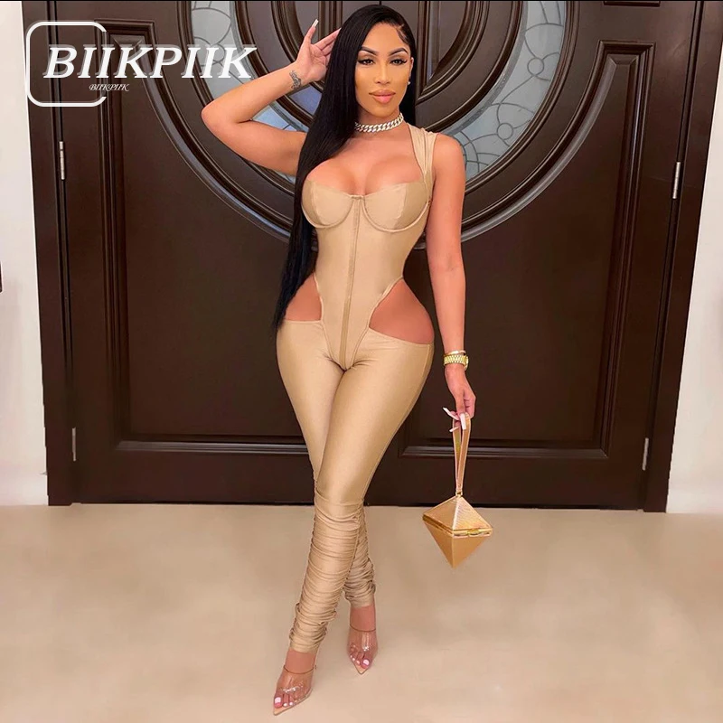 

BIIKPIIK женские элегантные комбинезоны однотонная Спортивная Одежда узкие одежда для бега комбинезон для занятий спортом, женский комбинезон...