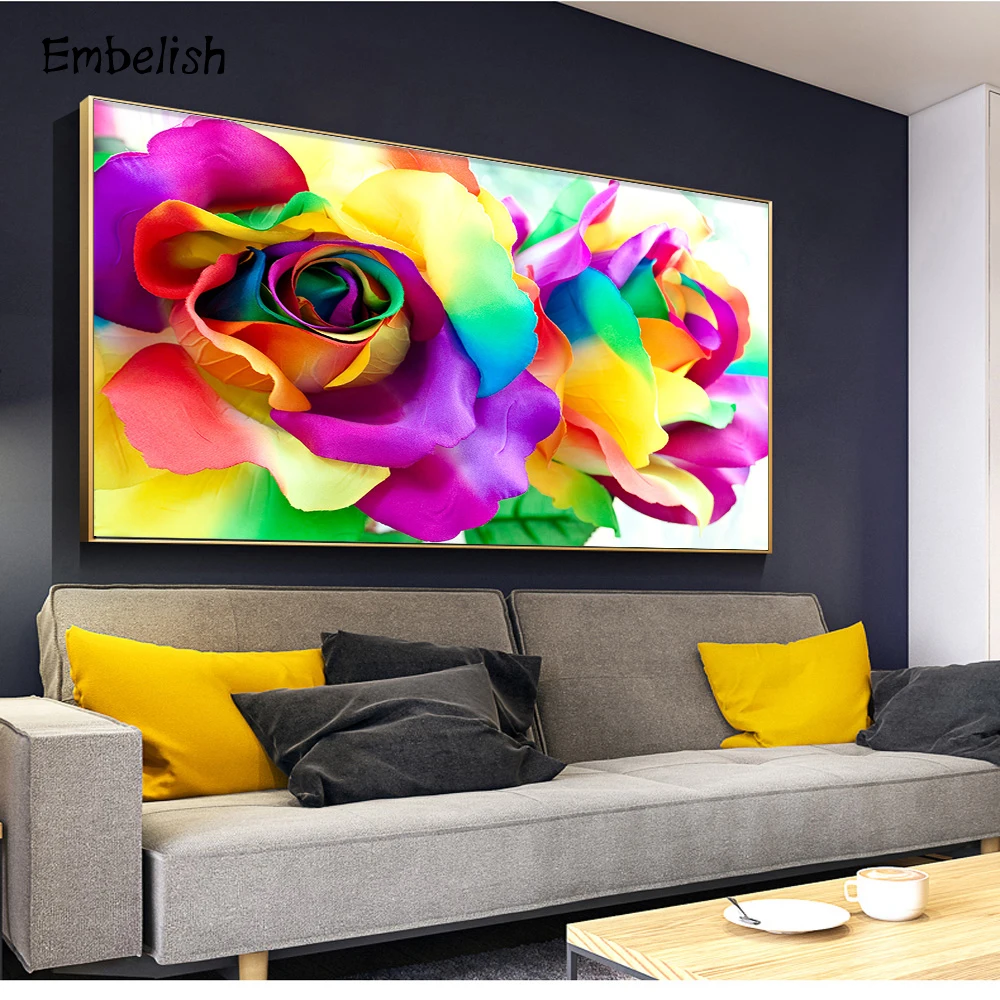 

1 Pieces Colorful Roses Flowers Wall Pictures For Living Room Modern Home Decor Poster HD Print Canvas Painting Artwork