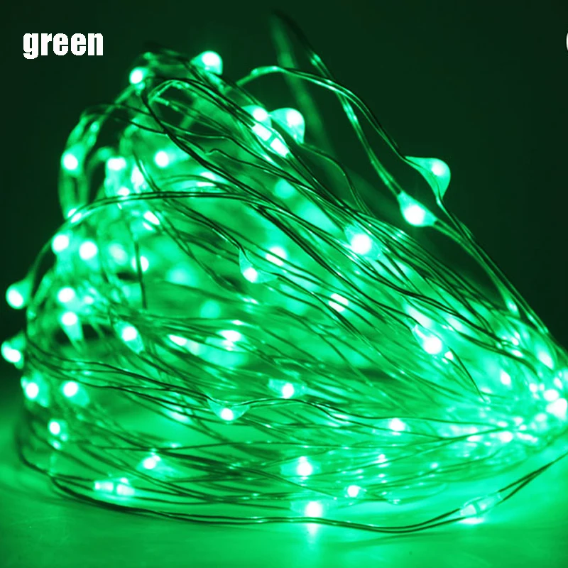 green Рождественские украшения для дома из проволоки, сказочные гирлянды, светодиодные рождественские украшения, декор для рождественской елки, новогодний декор для улицы - Цвет: green