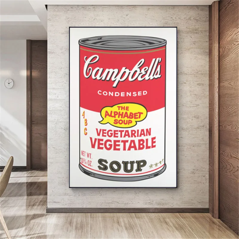 

Andy Warhol Tomato Soup Posters and Prints Canvas Painting Abstract Cuadros Wall Art Pictures For Living Room Home Decoration
