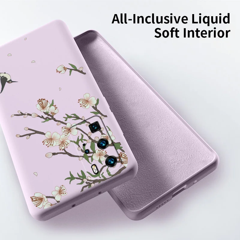 

Fashion Fllower Pattern For Huawei P40 p40lite P40pro P30 P20 Mate 40 40Pro Mate 30 20 10 9 Liquid Silicone Case