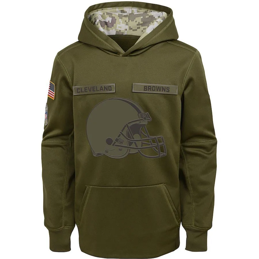 

Cleveland Youth Salute to Service Browns Green Pullover Performance Hoodie