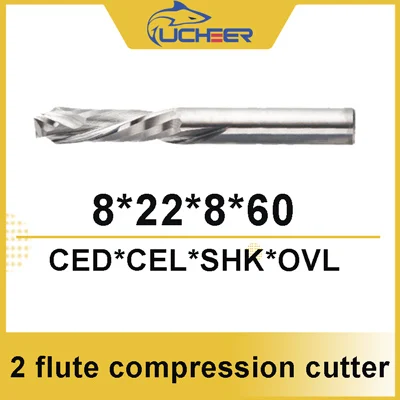 8d-22l UCHEER 2 флейты 3,175/4/5/6/8 мм сжатия фреза ЧПУ Инструмент для обработки МДФ зажим доска для деревообработки - Длина режущей кромки: 8d-22l
