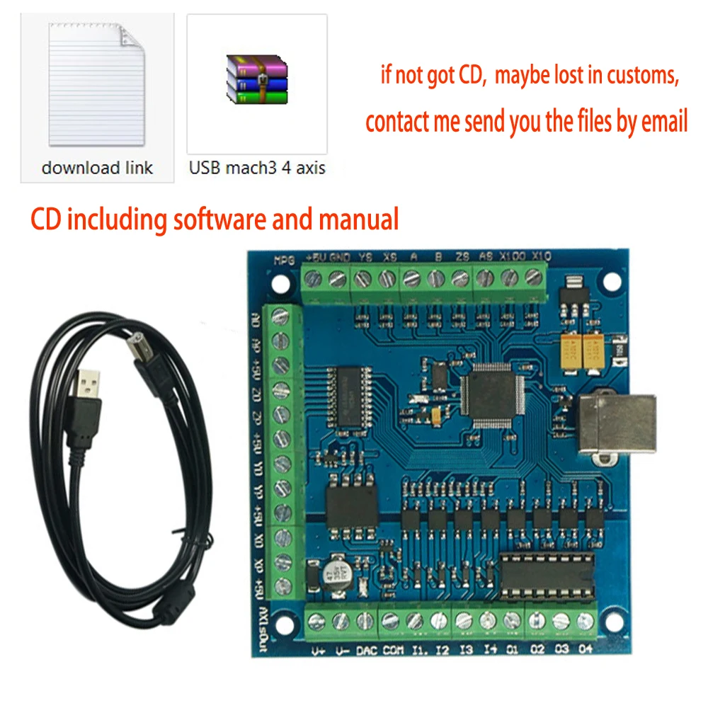 CNC MACH3 USB 4 оси 100 кГц Гладкий Степпер управления движением ler card breakout плата для DIY