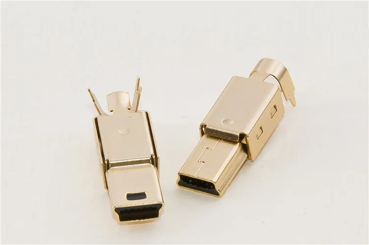 

Тонкая позолоченная USB Штекерная вилка mini 5P, подходящая Тройная термоусадочная трубка