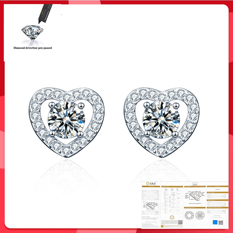 

VVS1 Round Cut Total 0.5 ct Diamond Test Passed Moissanite 925 Sterling Silver Earring Fine Jewelry Girlfriend Gift