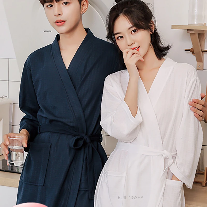 Халат-кимоно мужской вафельный повседневная одежда для дома рубашка с рукавом