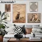 Современные диких животных лев, рисунок на холсте Абстрактная живопись с леопардовым принтом растения плакат Wall Art Nordic домашнего декора гостиной украшения Аксессуары