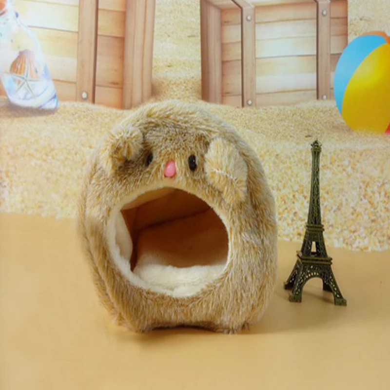 11*11cm Cotton Bed Cute Bear Shape Hamster House Soft Plush Small Animal Cage Winter Warm Nest Doggie Kitten Pets Supplies | Дом и сад