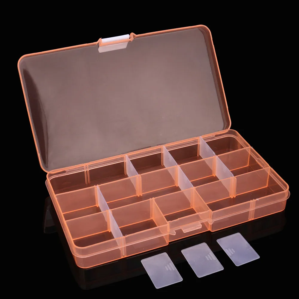 15 слотов регулируемая коробка пластиковая рыболовная приманка крючок снасти