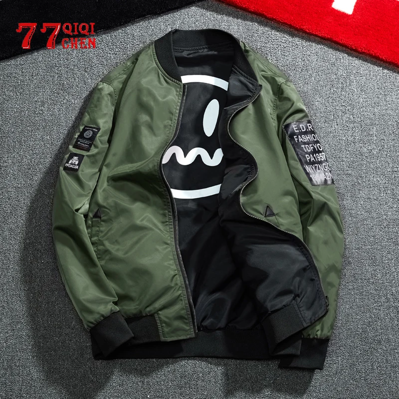 Как носить на обе стороны Для мужчин Курточка бомбер Повседневное ветровка