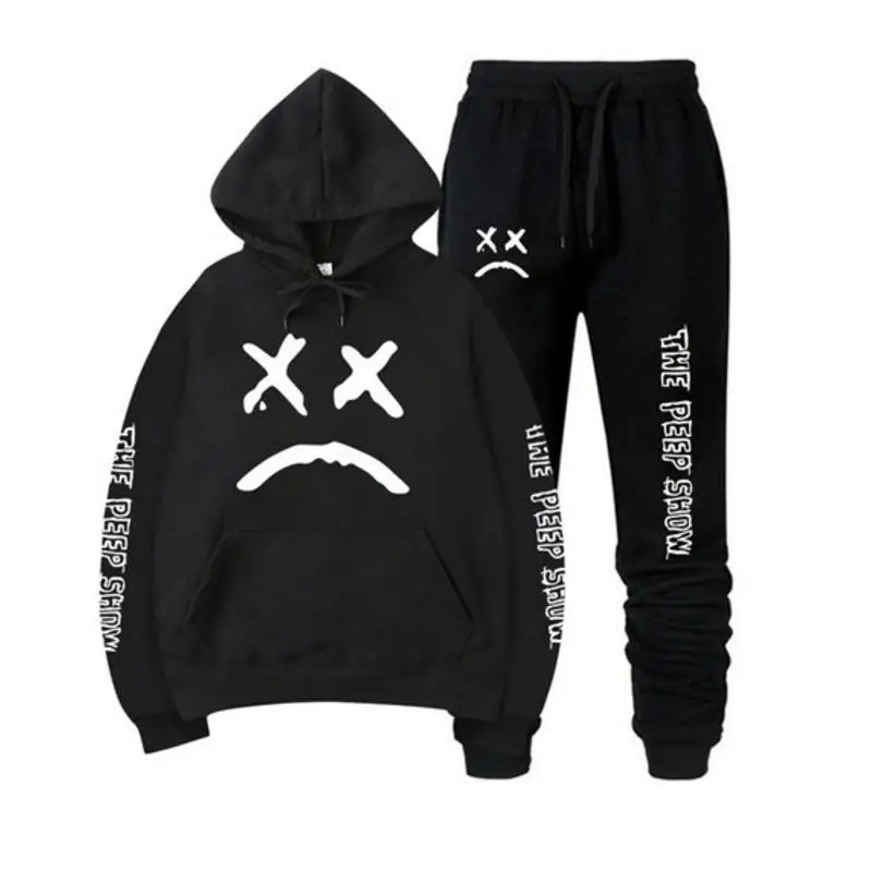 

Fall/Winter RIP Lil Peep Hoodies Sweatshirt + Sweatpants Set Men's Women's Hip Hop Peep Cry Baby Pullover Two-piece Sudderas