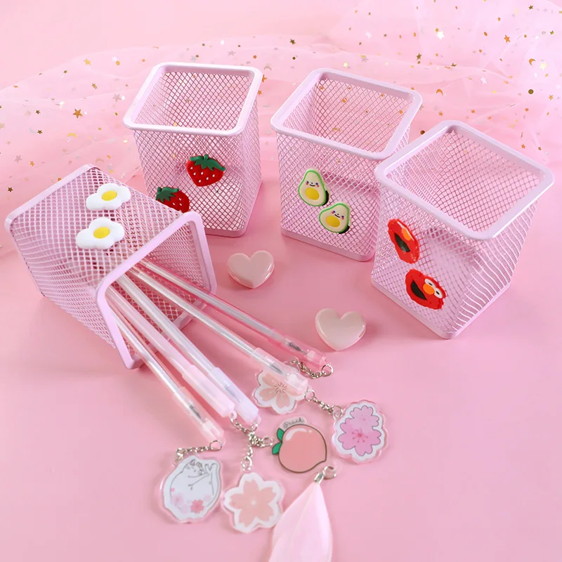 

1 шт. розовый металлический держатель для ручек, офисный Органайзер, квадратная косметика, подставка для карандашей, держатели, канцелярски...