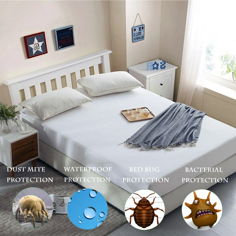 Хлопковая махровая Водонепроницаемая наматрасник JFY моющийся чехол для матраса