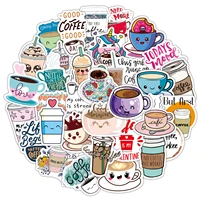 50 pcs cartoon coffee milk tea beverage sticker for car styling bike motorcycle phone laptop travel luggage cool funny decal