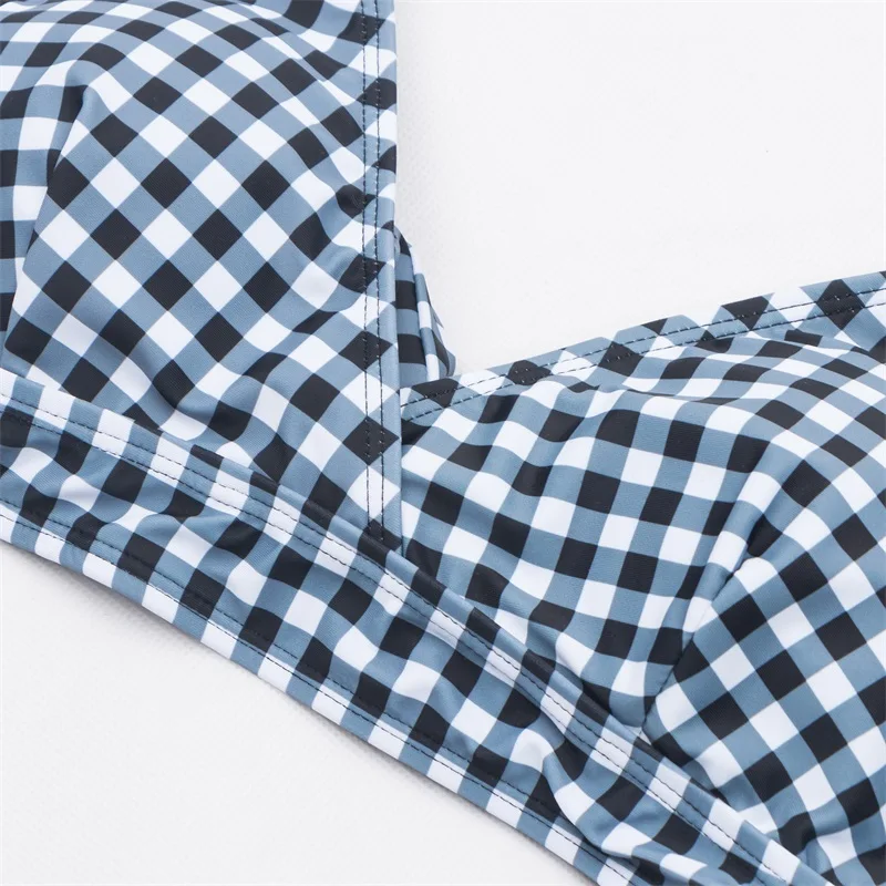 Новинка 2020 сексуальный женский купальный костюм в клетку с принтом крест-накрест