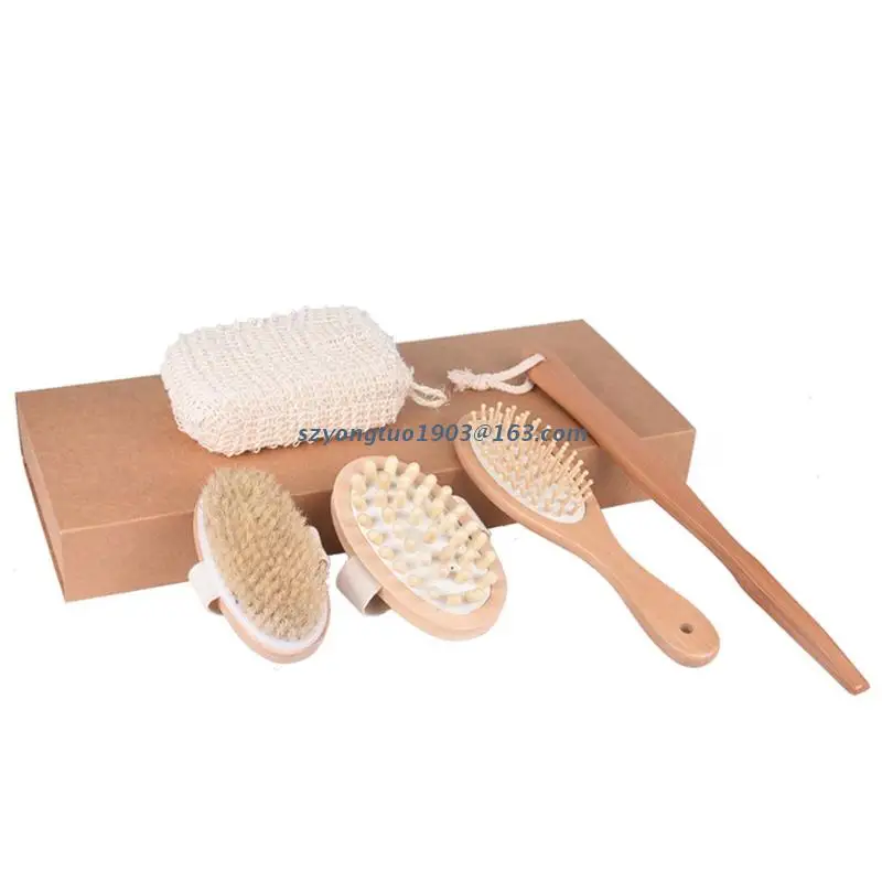 

P82C 5pcs Body Brush Back Scrubber Paddle Brush Comb Bath Brushes Dry Brushing for Shower Exfoliating Massage