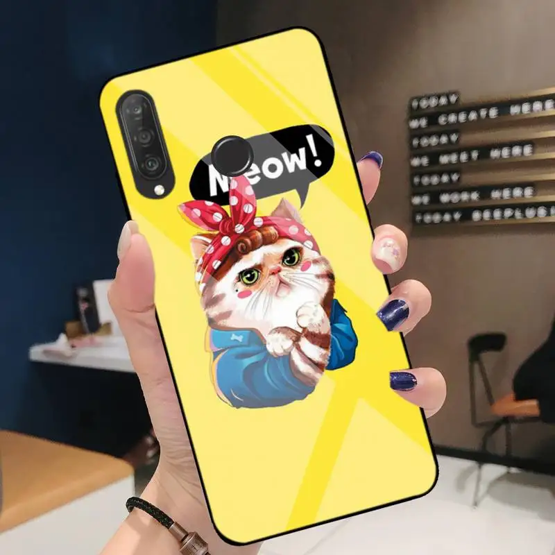 

Art And Cat Soft Cover Phone Case For Huawei P20 30 40 Pro Mate 20 30 40 Pro Honor 9x 10 30lite Y62019 Tempered Glass