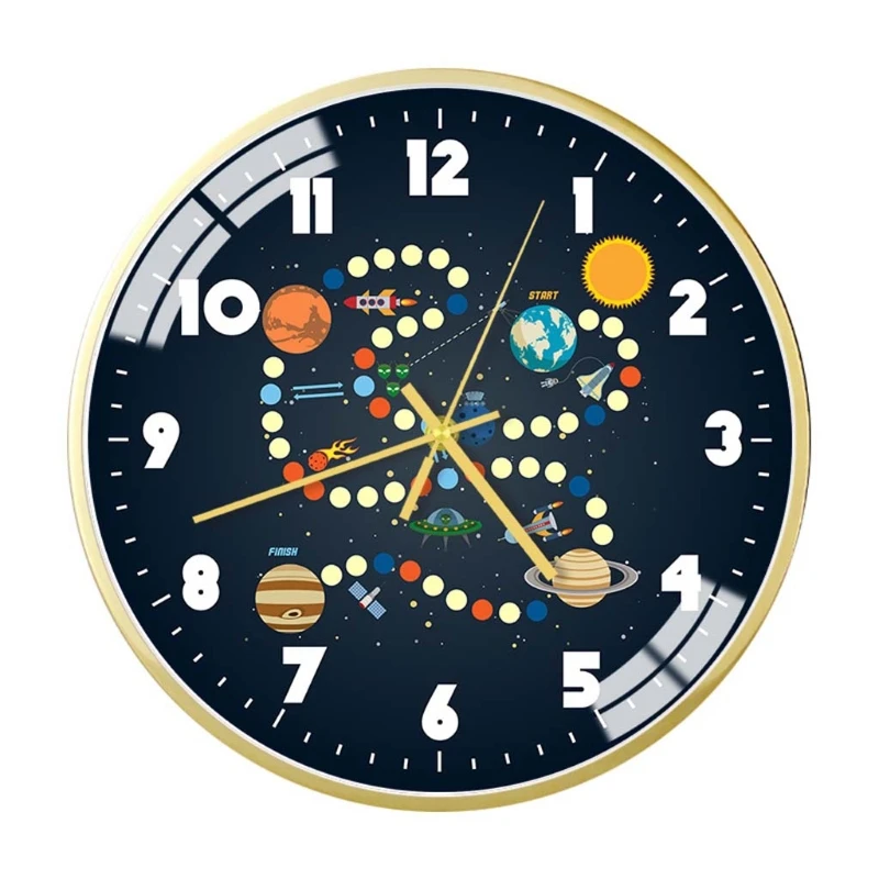 

Mute Wall Clock Modern Style Creative Space/Astronaut Pattern Clock Home Office Living Room Children's Room Decoration