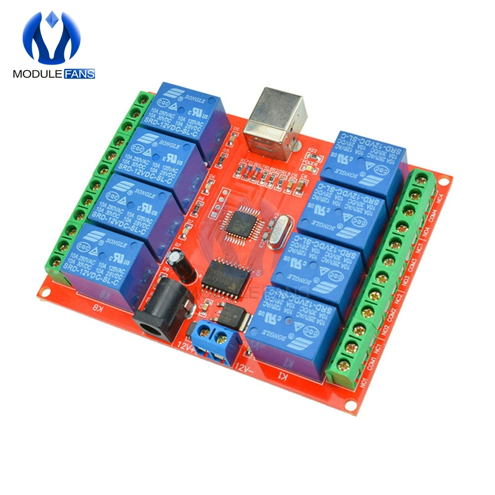 DC 12V USB Relay 8CH 8 WAY Channel Programmable Computer Control For Smart Home Module Board Controller Diy Electronic|usb relay|controller