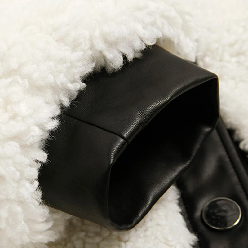 Lauraro Зимние длинные теплые пушистые кожаные шубы в стиле пэчворк из